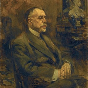 Manuel Teixeira Gomes retratado por Columbano Bordalo Pinheiro. A obra, datada de 1911, foi doada pelo retratado ao Museu Nacional de Arte Contemporânea do Chiado (1930).