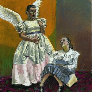 «Anunciação», pastel sobre papel, da autoria de Paula Rego. Integra o «Ciclo da Vida da Virgem Maria», exposto na capela do Palácio de Belém.
