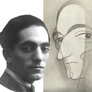 Autorretrato e fotografia de Almada Negreiros.