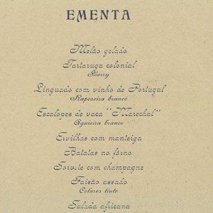 Ementa e programa do concerto do banquete oferecido pelo Presidente Óscar Carmona, na residência do Governo Geral de Moçambique, aquando da sua visita a Lourenço Marques (atual Maputo).