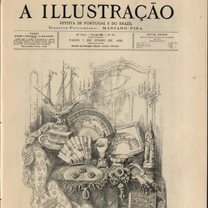Capa da revista «A Ilustração» com os presentes recebidos por D. Amélia, em Paris, antes da sua partida para Portugal. À esquerda, em baixo, o diadema e o colar de diamantes e esmeraldas oferecidos pelos pais, os Condes de Paris.